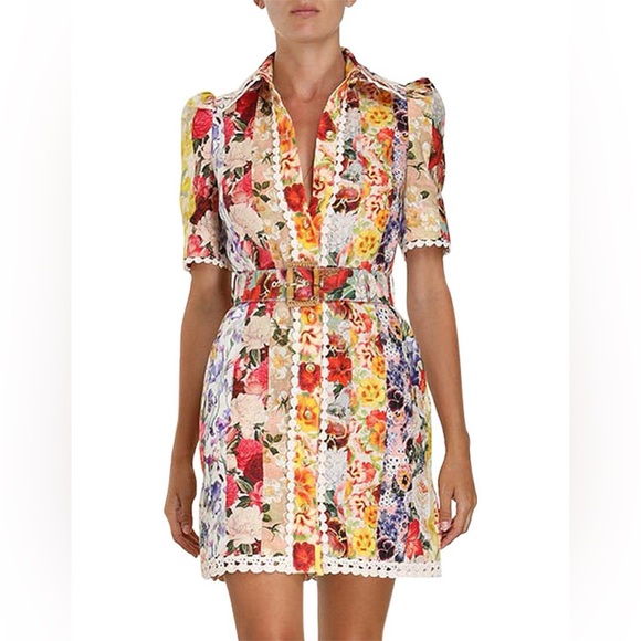 NWOT Zimmermann Wonderland Floral-print Linen Shirt Dress - Picture 1 of 10